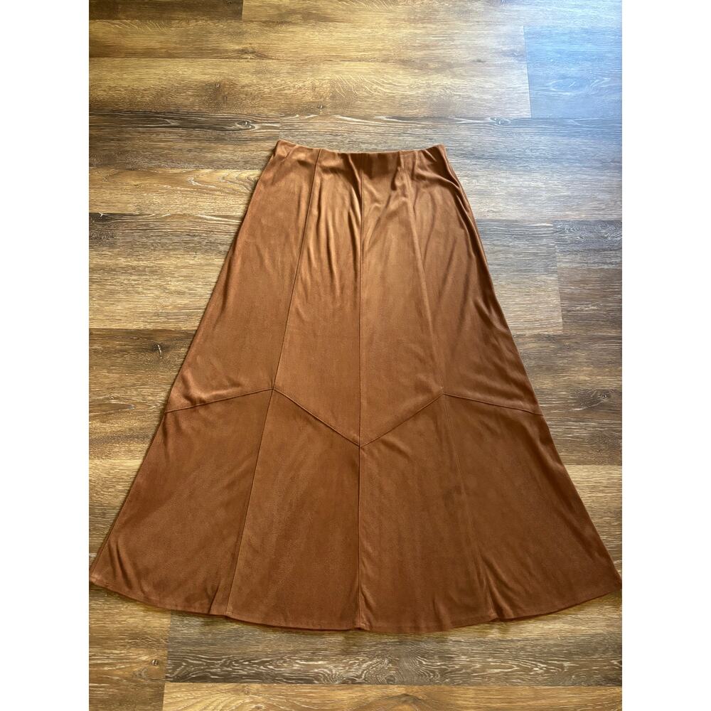 Faux Suede Midi-Length Skirt